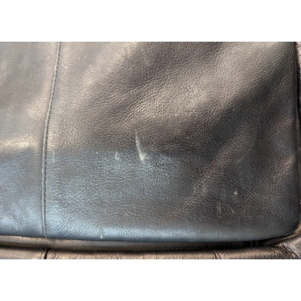 FRYE Vintage Black Leather Flap Over Satchel MISSING PARTS